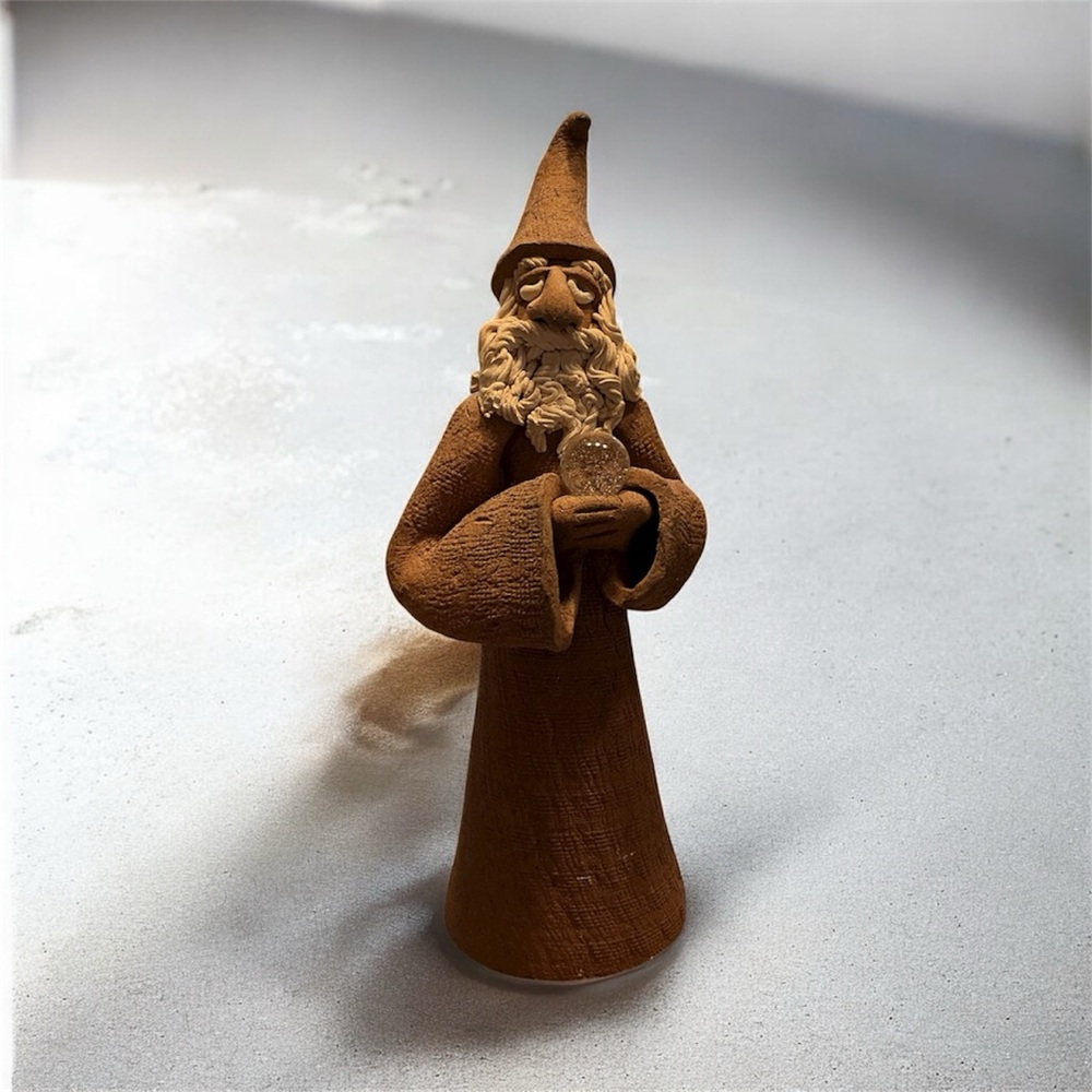 Vintage Studio Art Clay Pottery Wizard Figurine 11”